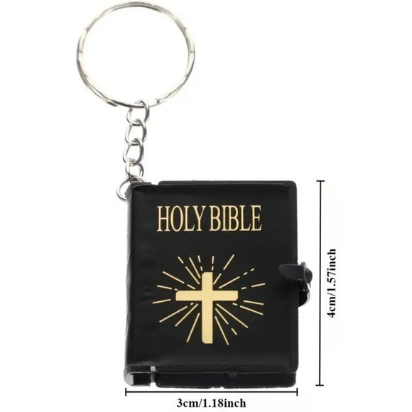JESUS Bible & Cross Keychain Brushed Gold Metal - Picture 7 of 7